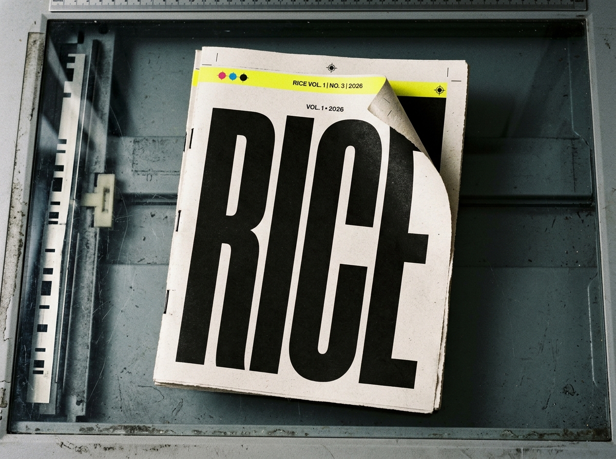 Early RICE publication specimen on a photocopier bed